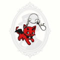 Devil Cat Keychain – Creepy Cute Gothic Black & Red Halloween Charm