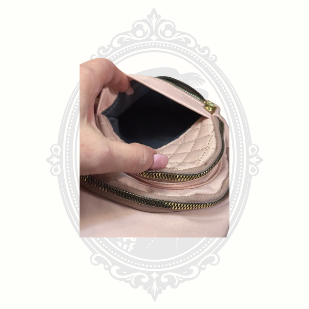 interior of dusty rose crossbody bag clean lining
