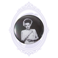 Bride of Frankenstein 2.25-inch metal-backed pin button with black-and-white portrait