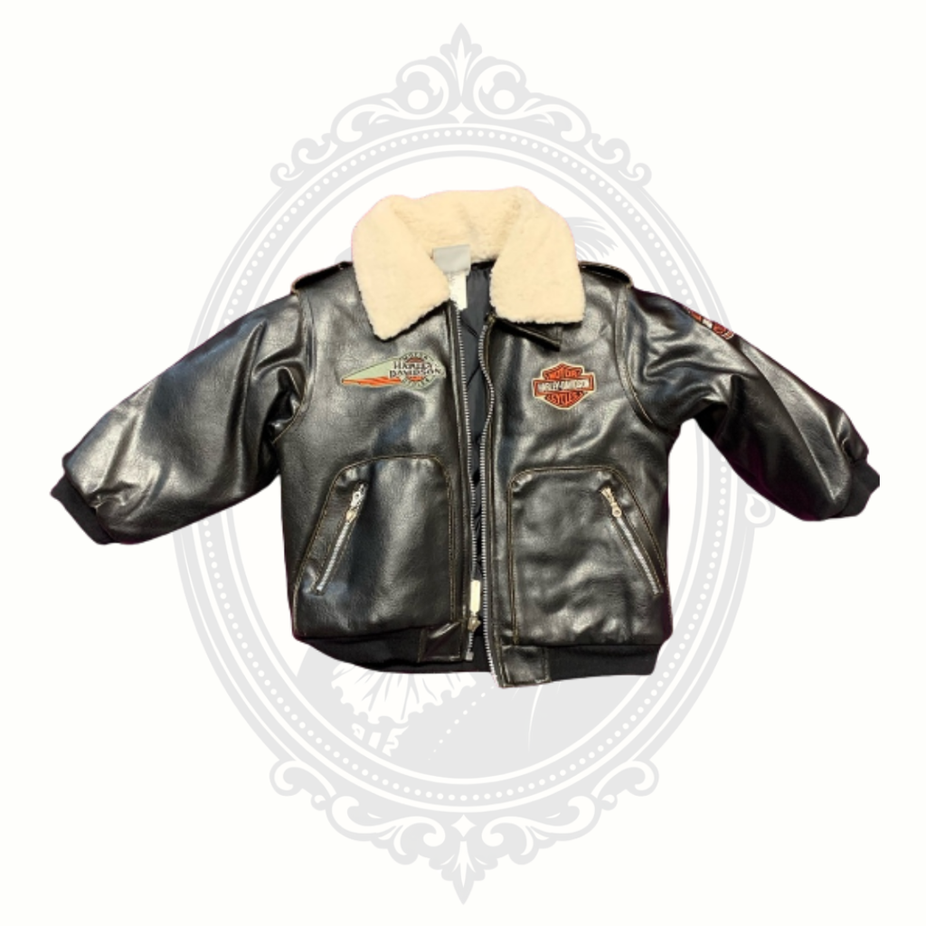 Harley-Davidson Kids 3T Faux Leather Jacket with Removable Sherpa Collar