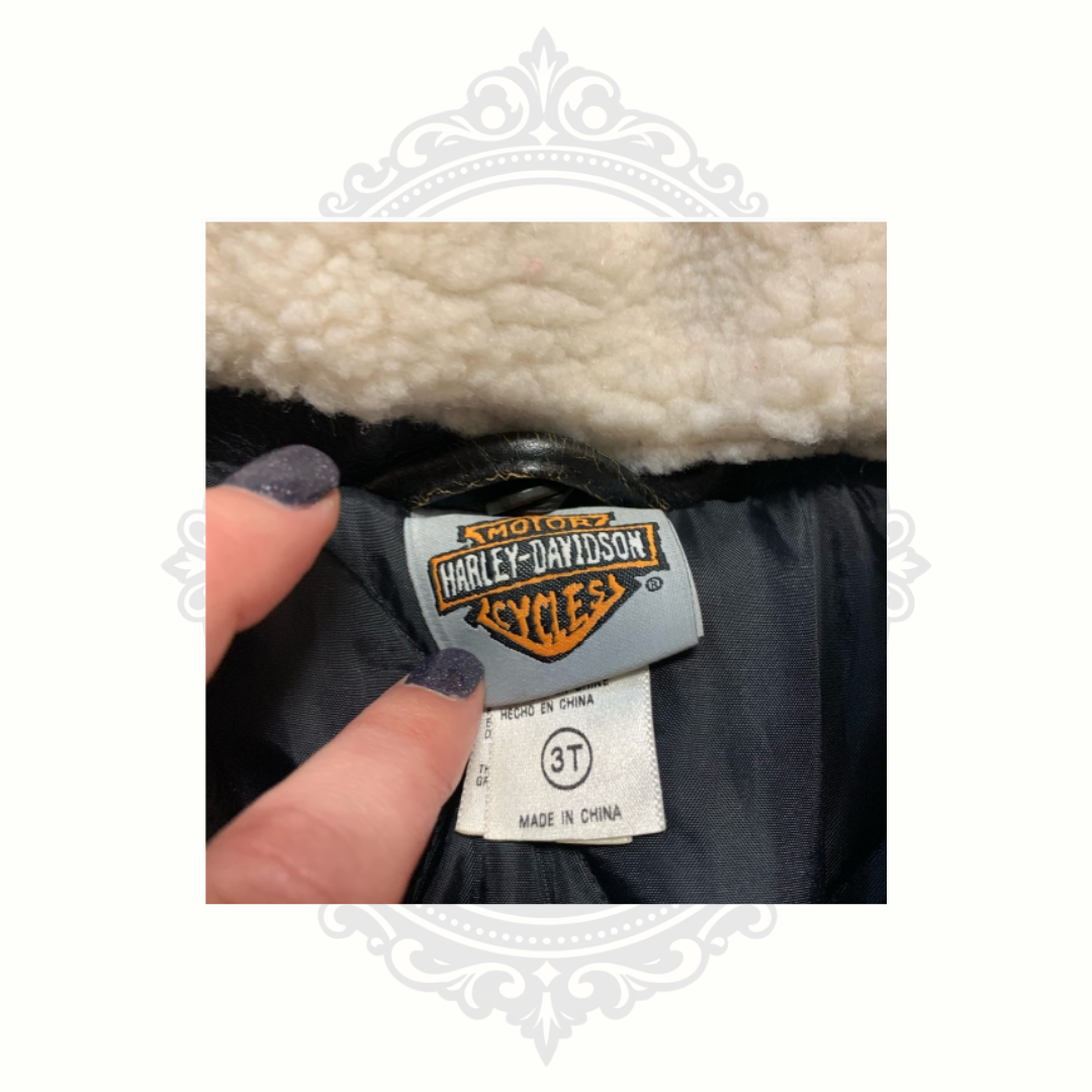 Harley-Davidson Kids 3T Faux Leather Jacket with Removable Sherpa Collar