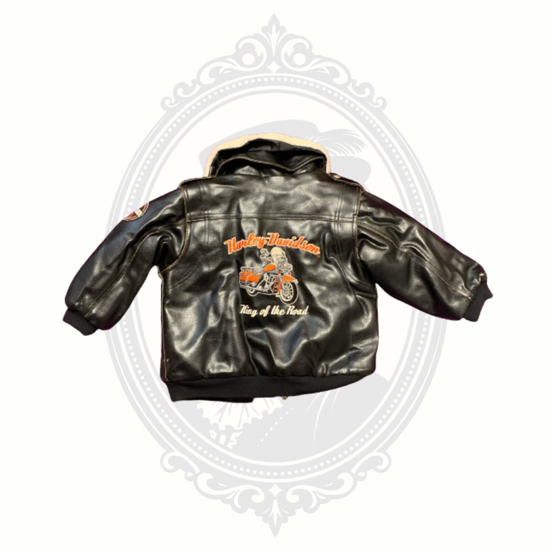 Harley-Davidson Kids 3T Faux Leather Jacket with Removable Sherpa Collar