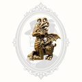 Mini solid brass dragon figurine with antiqued finish.