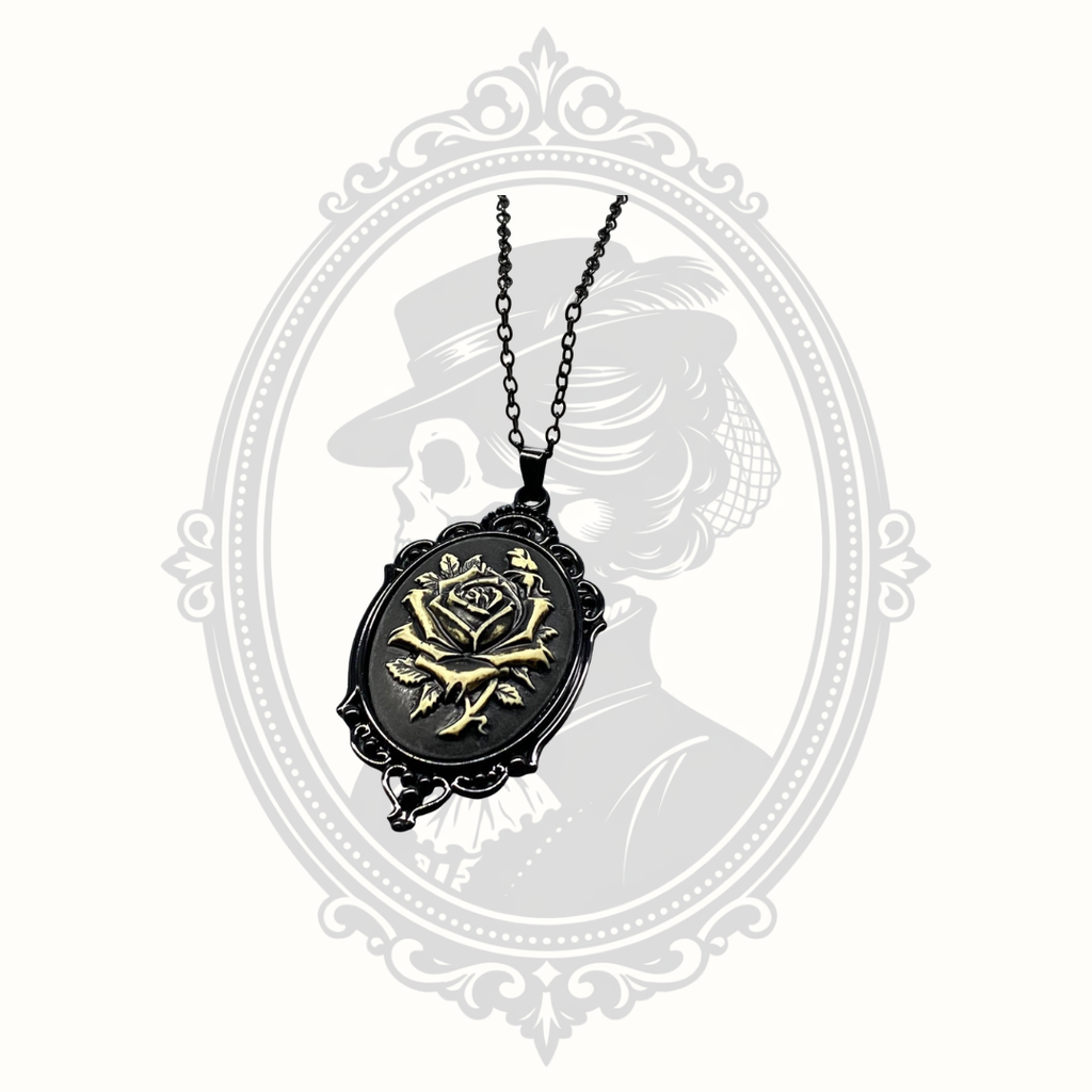 Gothic Cameo Pendant Necklace – Rose or Skeleton Ribcage