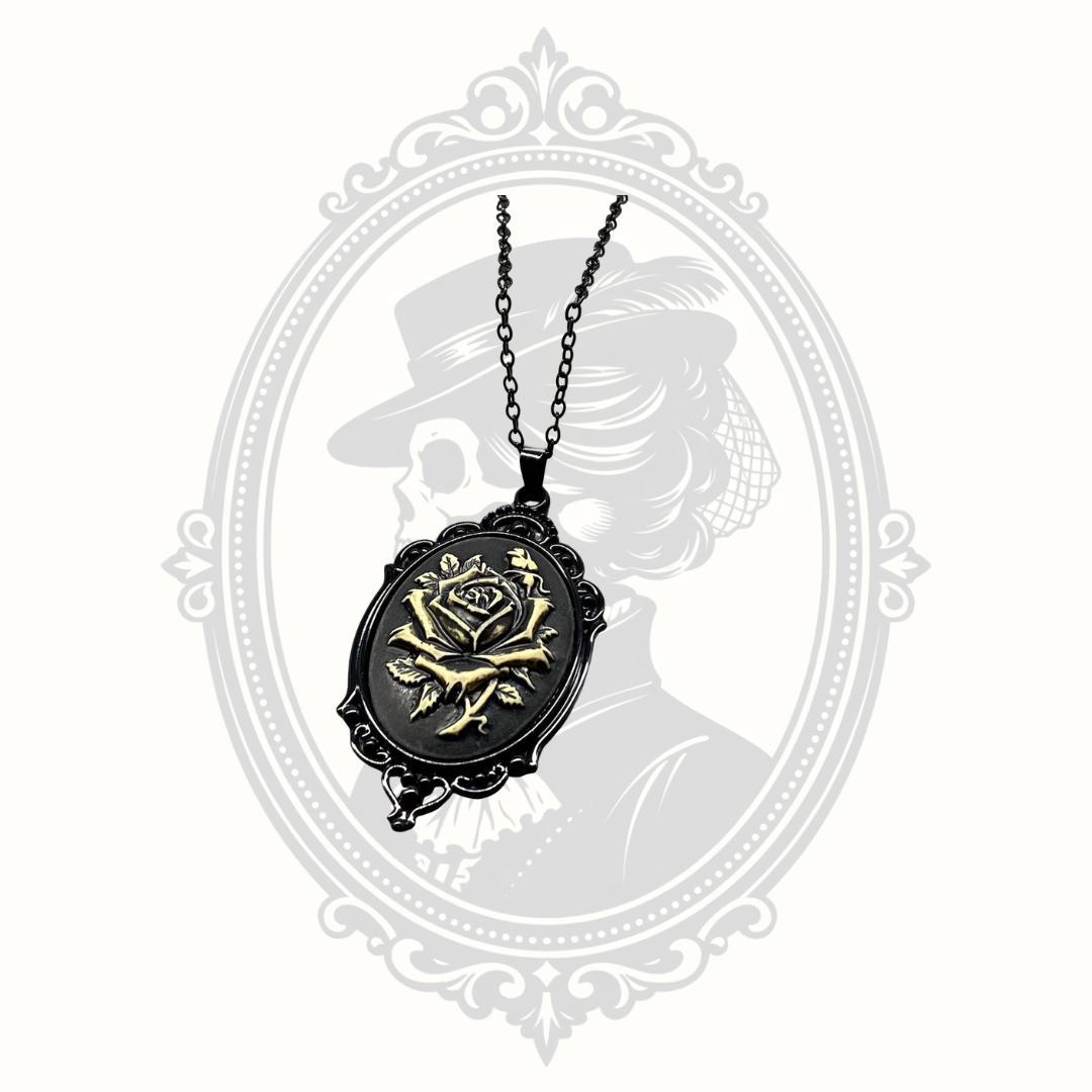 Gothic Cameo Pendant Necklace – Rose or Skeleton Ribcage