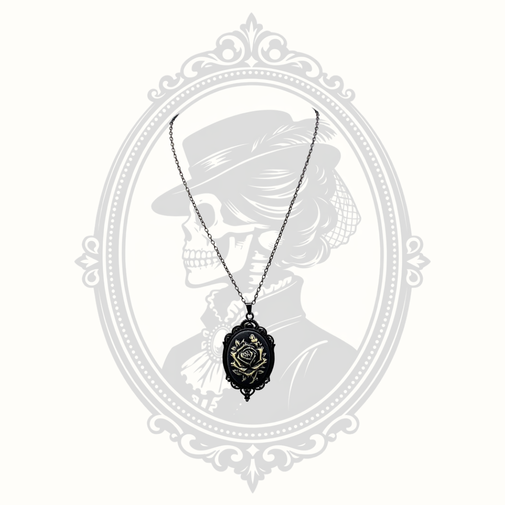 Gothic Cameo Pendant Necklace – Rose or Skeleton Ribcage