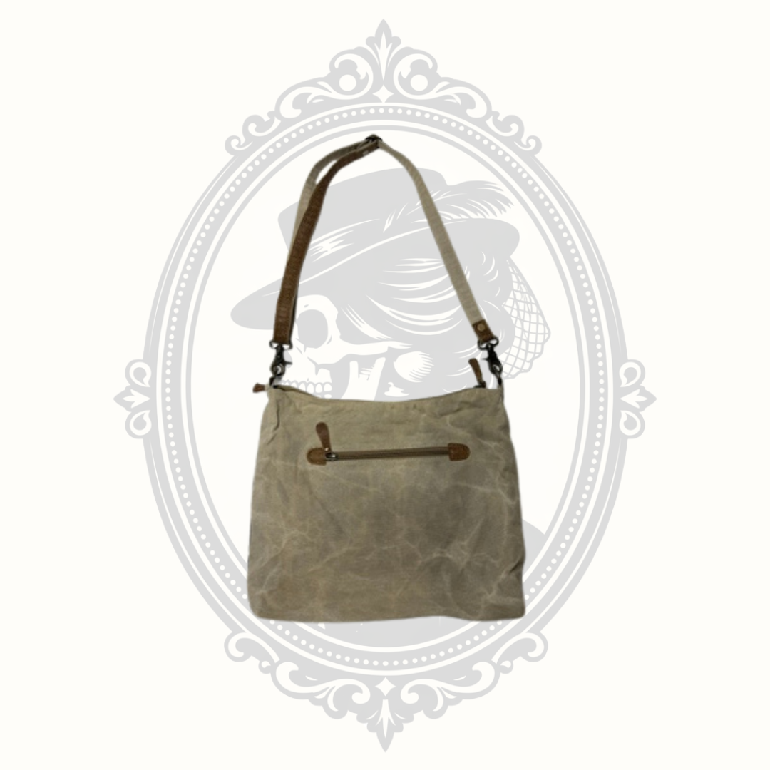 Myra Bag Canvas & Genuine Leather Crossbody Shoulder Bag | Rustic Boho Everyday Purse | Made in India