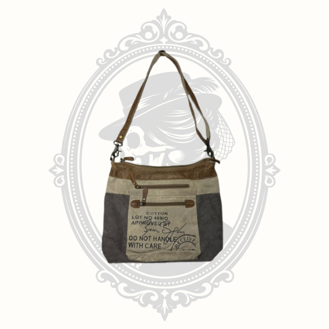 Myra Bag Canvas & Genuine Leather Crossbody Shoulder Bag | Rustic Boho Everyday Purse | Made in India