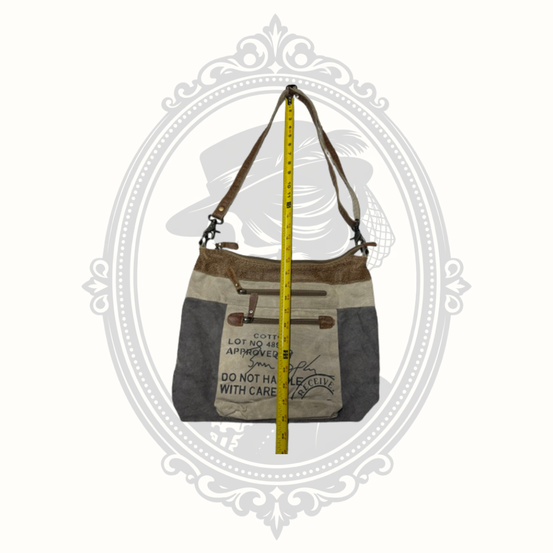 Myra Bag Canvas & Genuine Leather Crossbody Shoulder Bag | Rustic Boho Everyday Purse | Made in India