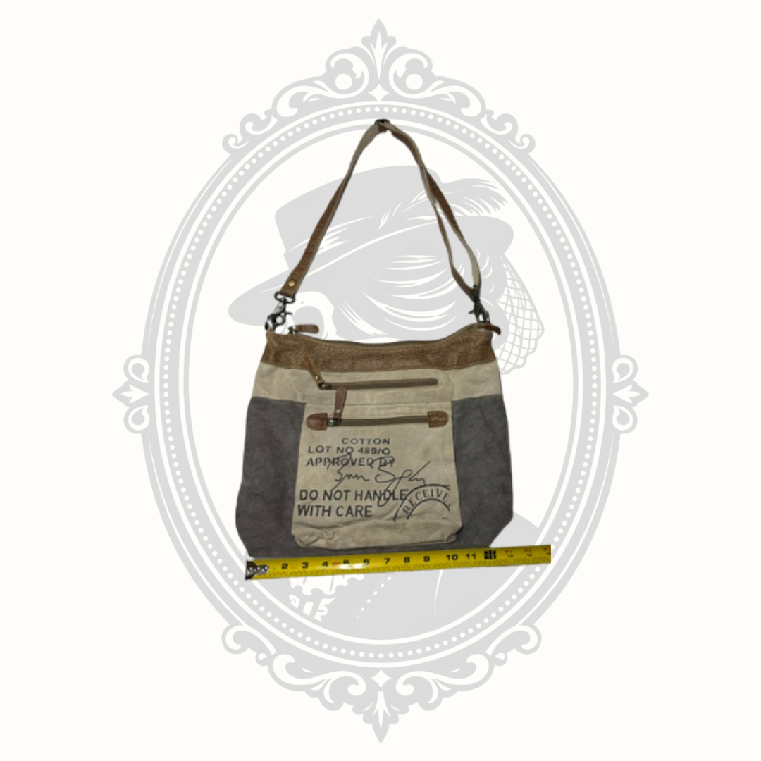 Myra Bag Canvas & Genuine Leather Crossbody Shoulder Bag | Rustic Boho Everyday Purse | Made in India