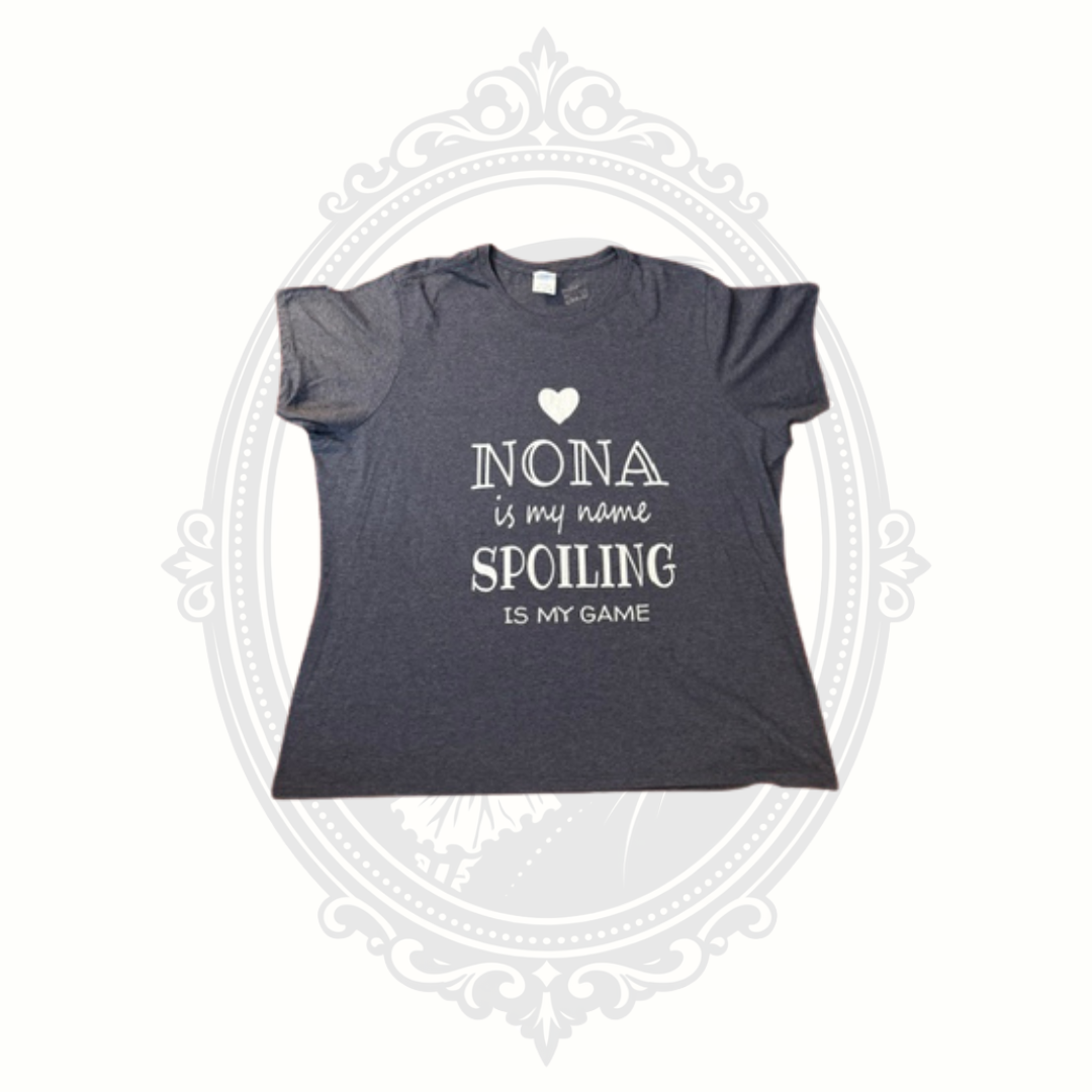 "Nona Is My Name, Spoiling Is My Game" Women's Graphic T-Shirt Heather Gray Size 3XL