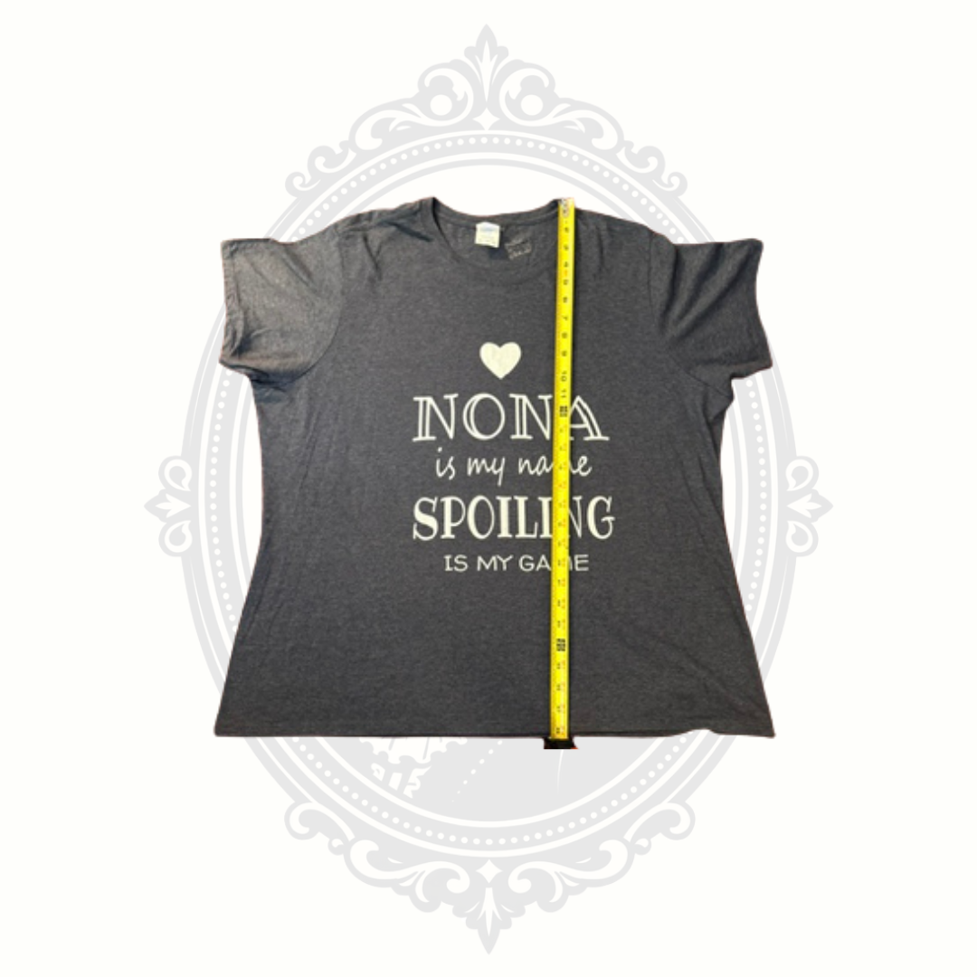 "Nona Is My Name, Spoiling Is My Game" Women's Graphic T-Shirt Heather Gray Size 3XL