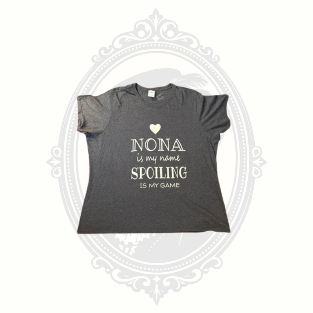 "Nona Is My Name, Spoiling Is My Game" Women's Graphic T-Shirt Heather Gray Size 3XL