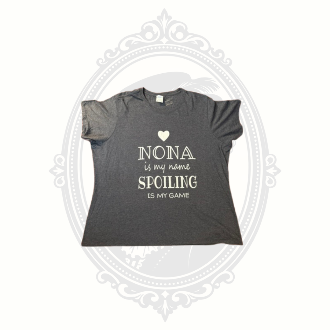 "Nona Is My Name, Spoiling Is My Game" Women's Graphic T-Shirt Heather Gray Size 3XL