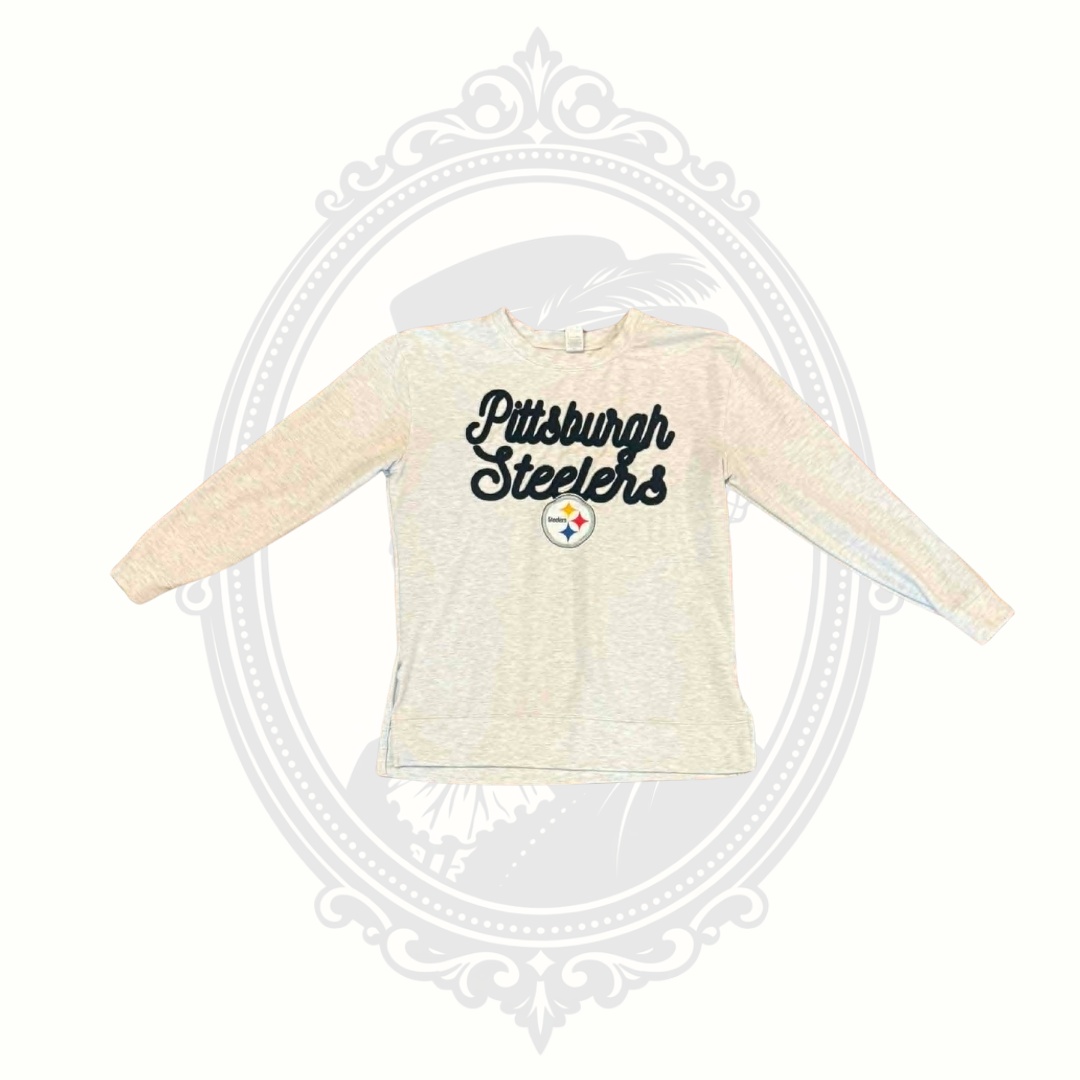 Pittsburgh Steelers chenille script sweatshirt front view