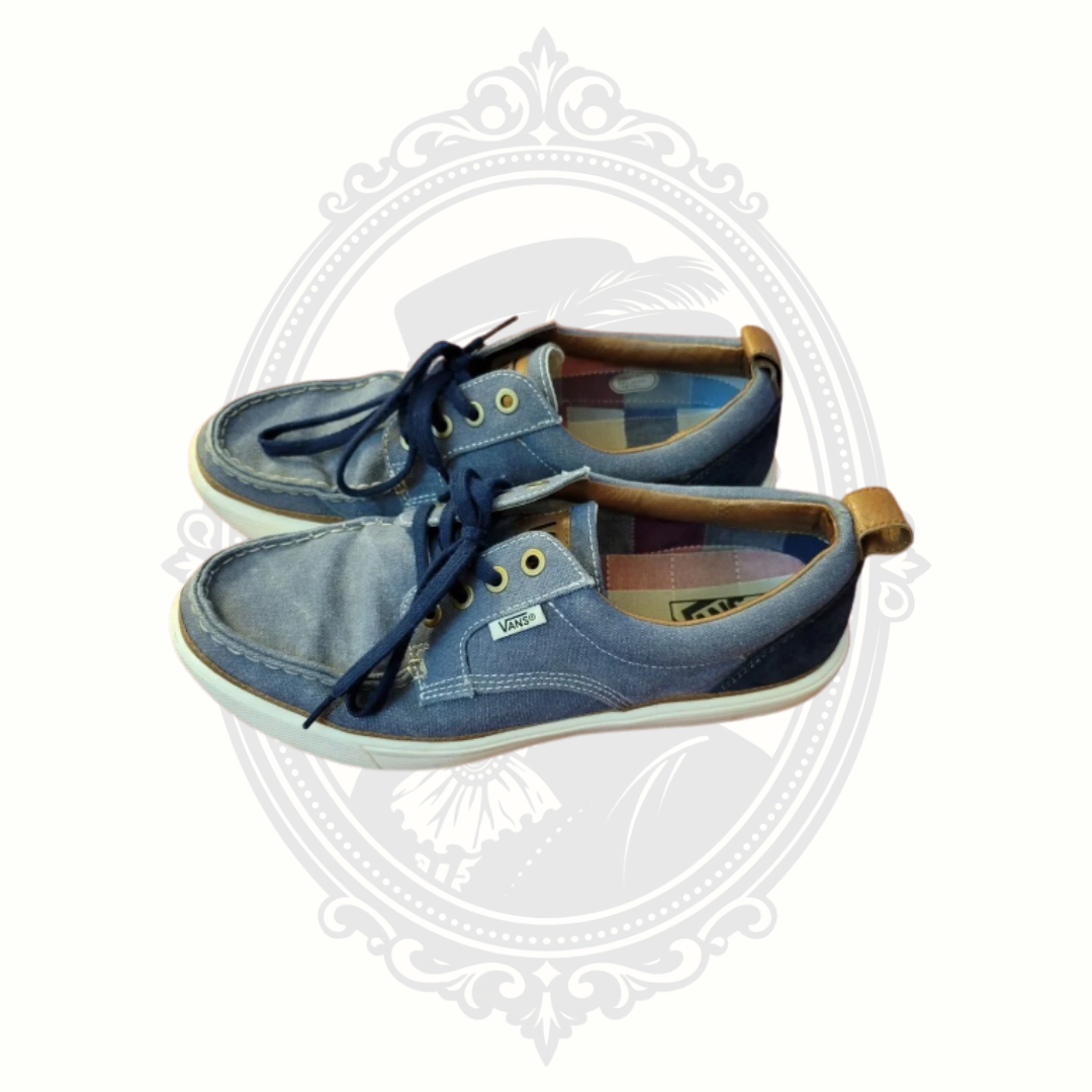 Vans Men’s Size 8 Blue Canvas Boat Shoe Sneakers V2906CV EU 41 Excellent Condition