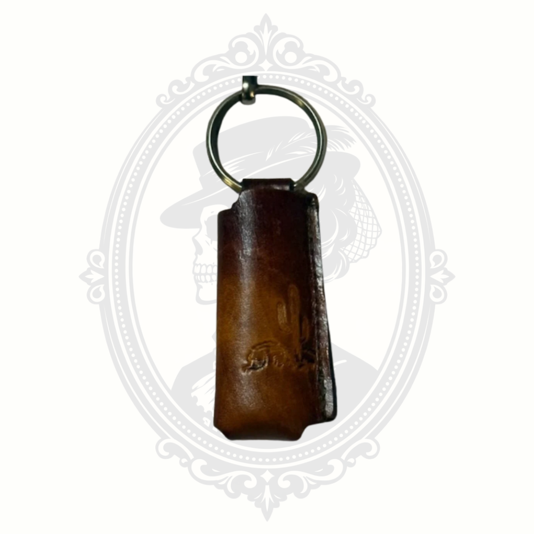 Vintage Tooled Leather Lighter Holder — Desert Cactus Design (NOS)