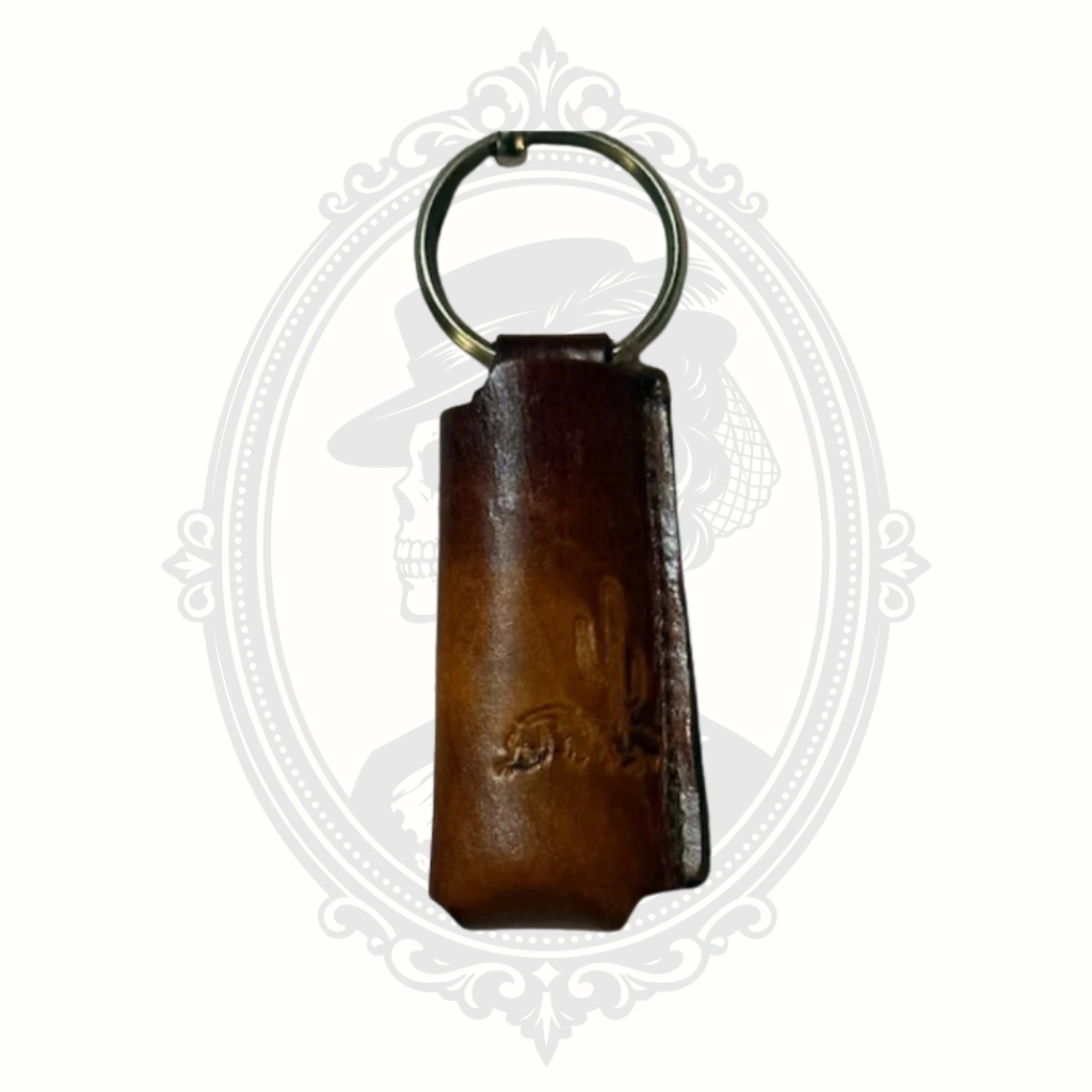 Vintage Tooled Leather Lighter Holder — Desert Cactus Design (NOS)