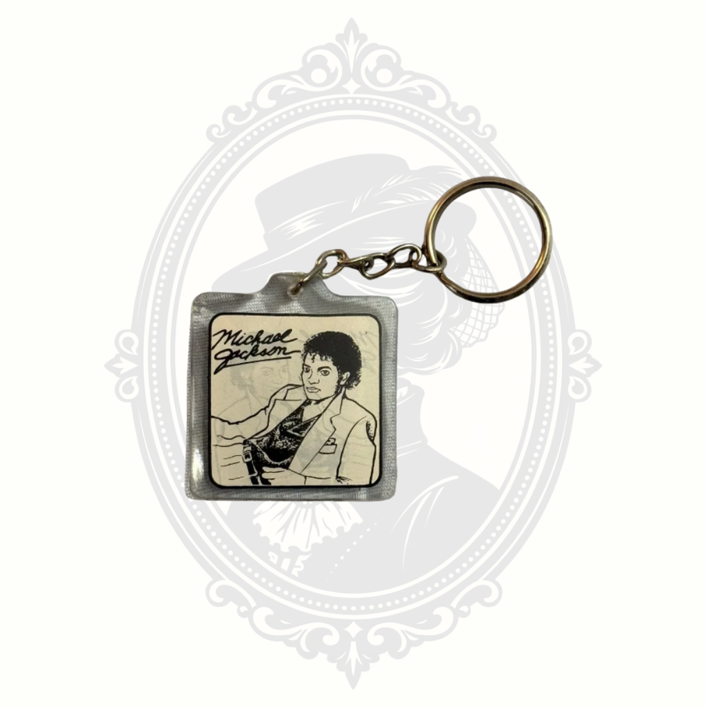 Michael Jackson Thriller Album Cover Keychain – Black & White MJ Collectible