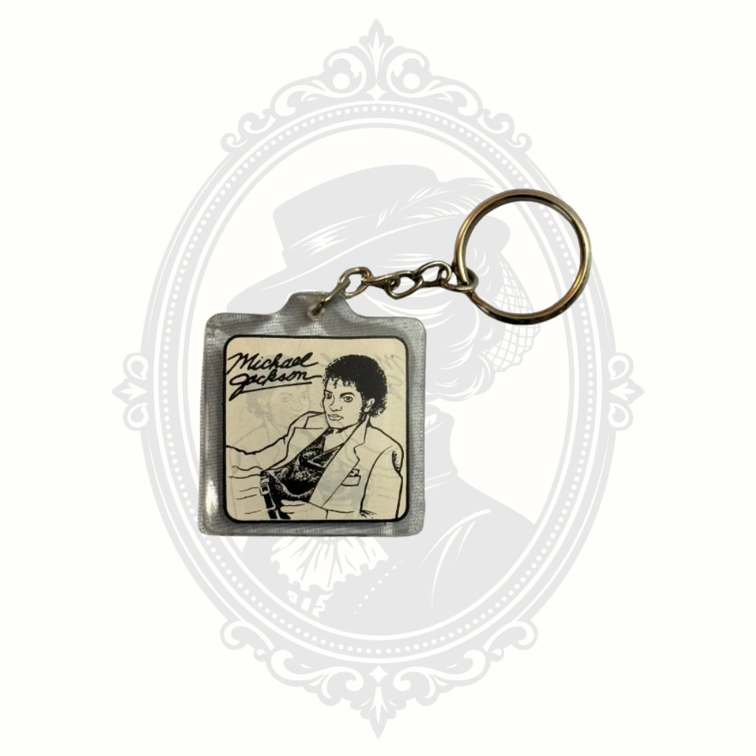 Michael Jackson Thriller Album Cover Keychain – Black & White MJ Collectible