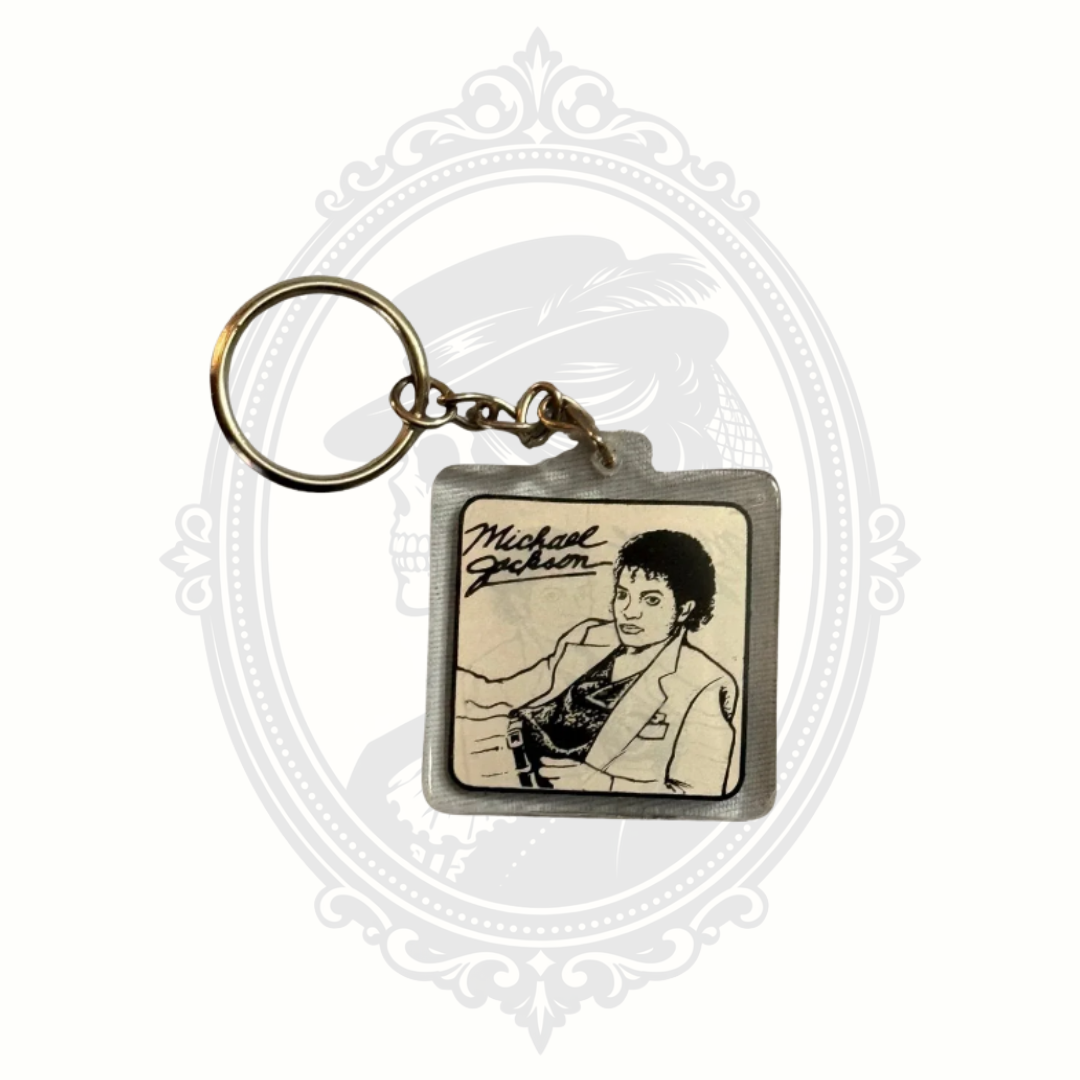 Michael Jackson Thriller Album Cover Keychain – Black & White MJ Collectible
