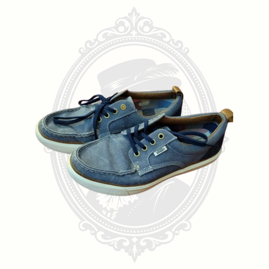Vans Men’s Size 8 Blue Canvas Boat Shoe Sneakers V2906CV EU 41 Excellent Condition
