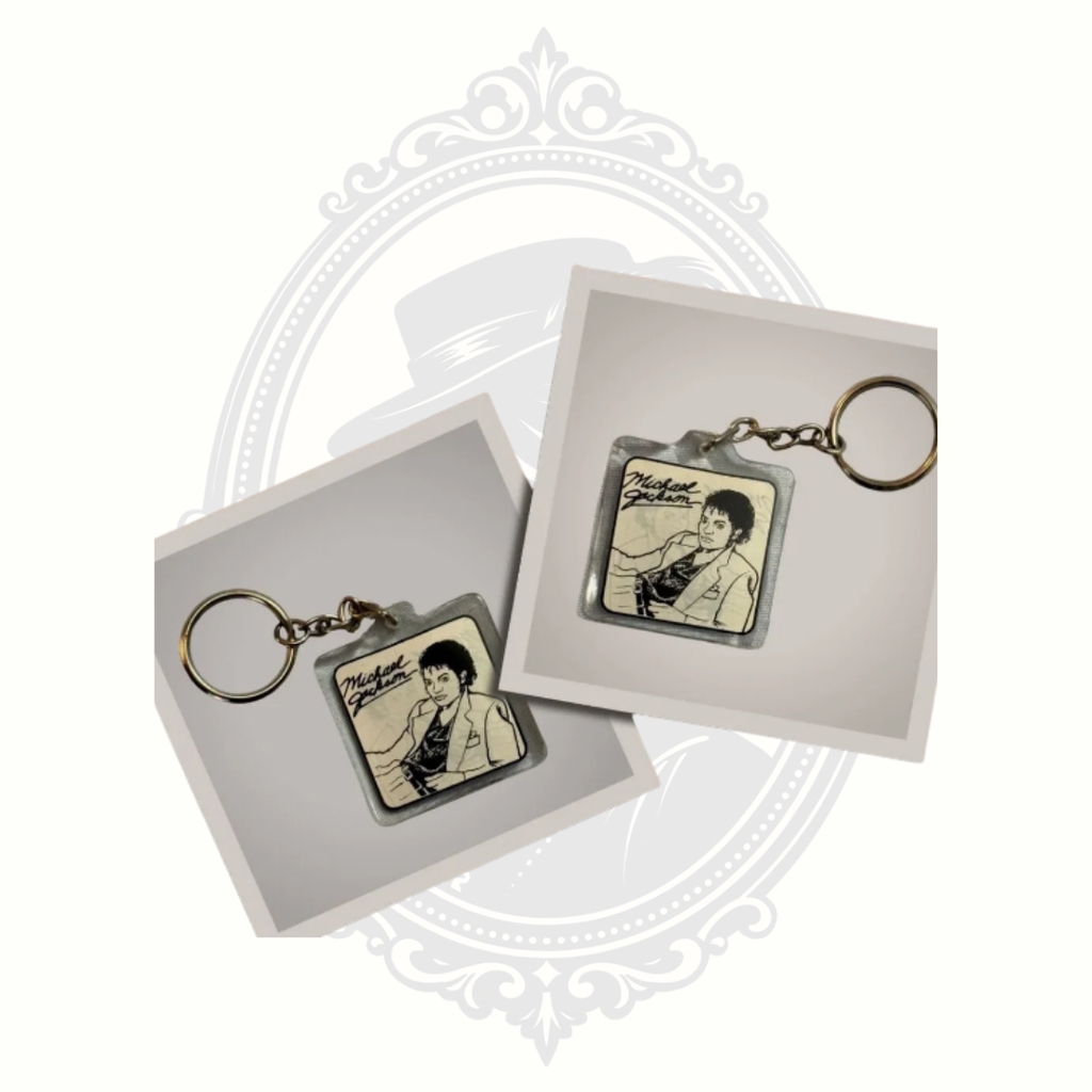 Michael Jackson Thriller Album Cover Keychain – Black & White MJ Collectible