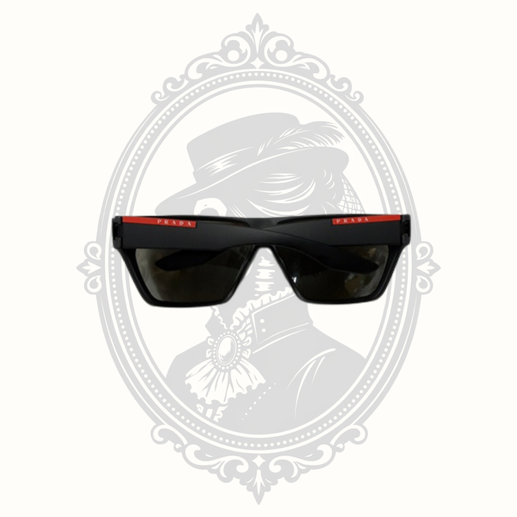 Prada SPS 08U Shield Sunglasses Black Red Made in Italy with Case