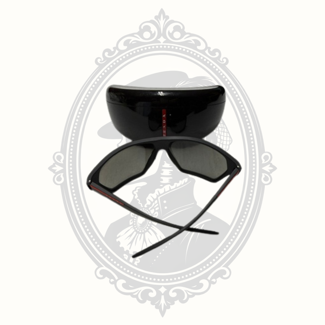 Prada SPS 08U Shield Sunglasses Black Red Made in Italy with Case