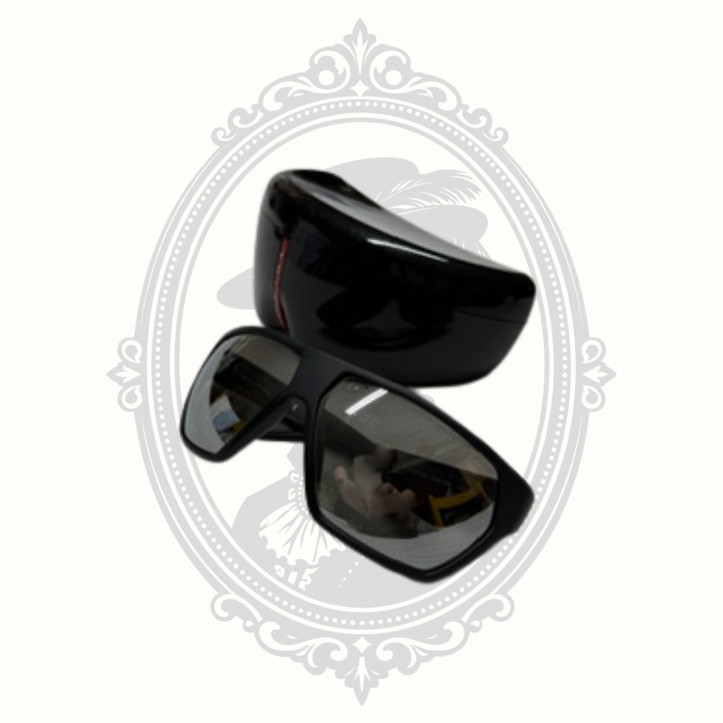 Prada SPS 08U Shield Sunglasses Black Red Made in Italy with Case