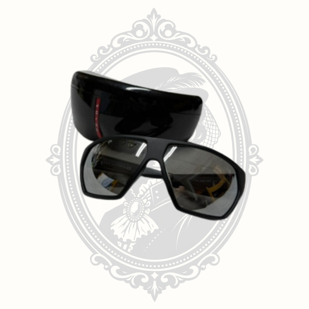 Prada SPS 08U Shield Sunglasses Black Red Made in Italy with Case