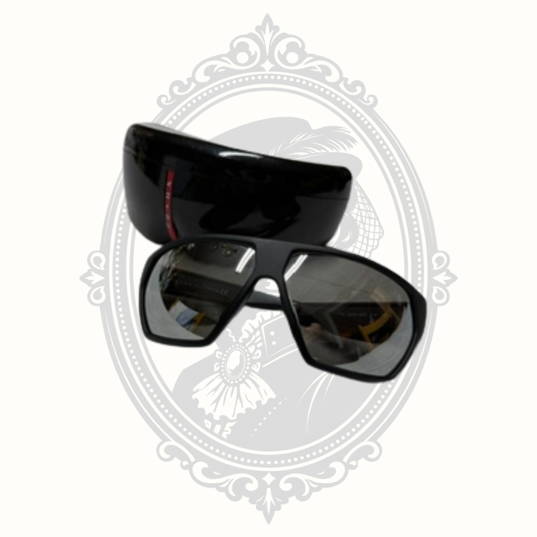 Prada SPS 08U Shield Sunglasses Black Red Made in Italy with Case