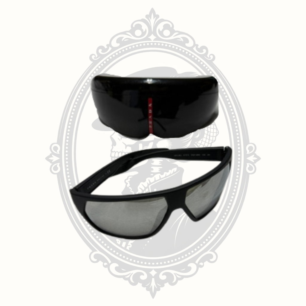 Prada SPS 08U Shield Sunglasses Black Red Made in Italy with Case
