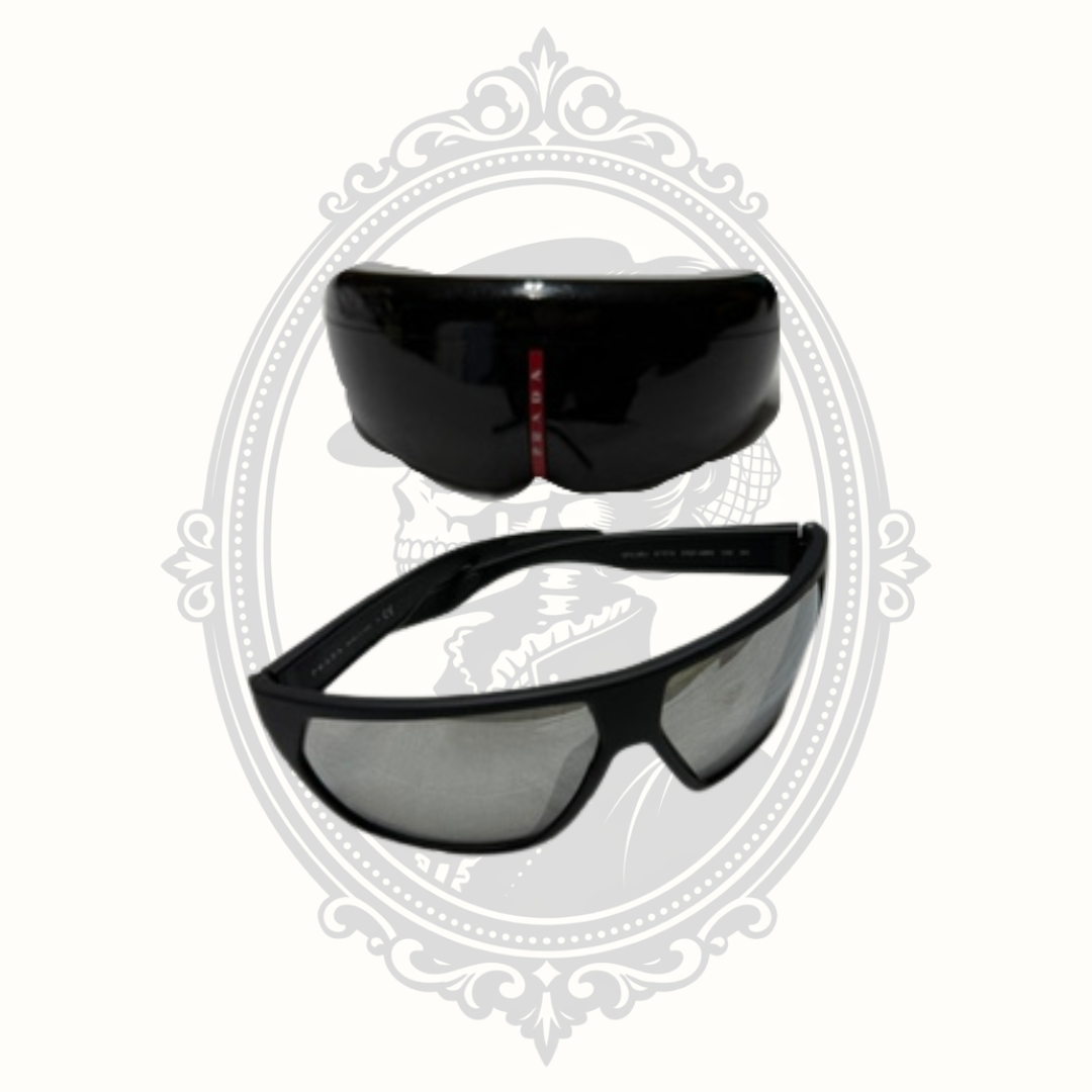 Prada SPS 08U Shield Sunglasses Black Red Made in Italy with Case