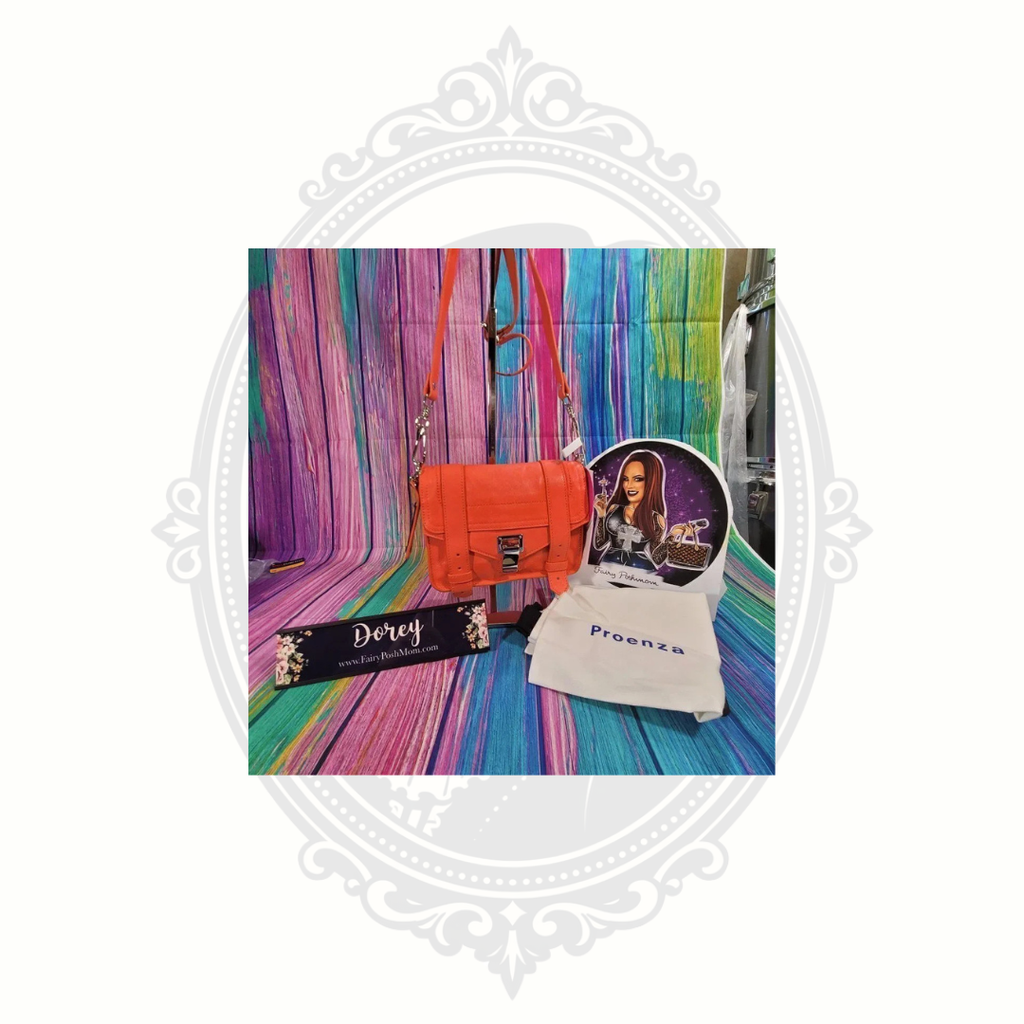 Proenza Schouler PS1 Mini Pouch Crossbody Bag – Neon Coral Lambskin – NWT – Made in Italy