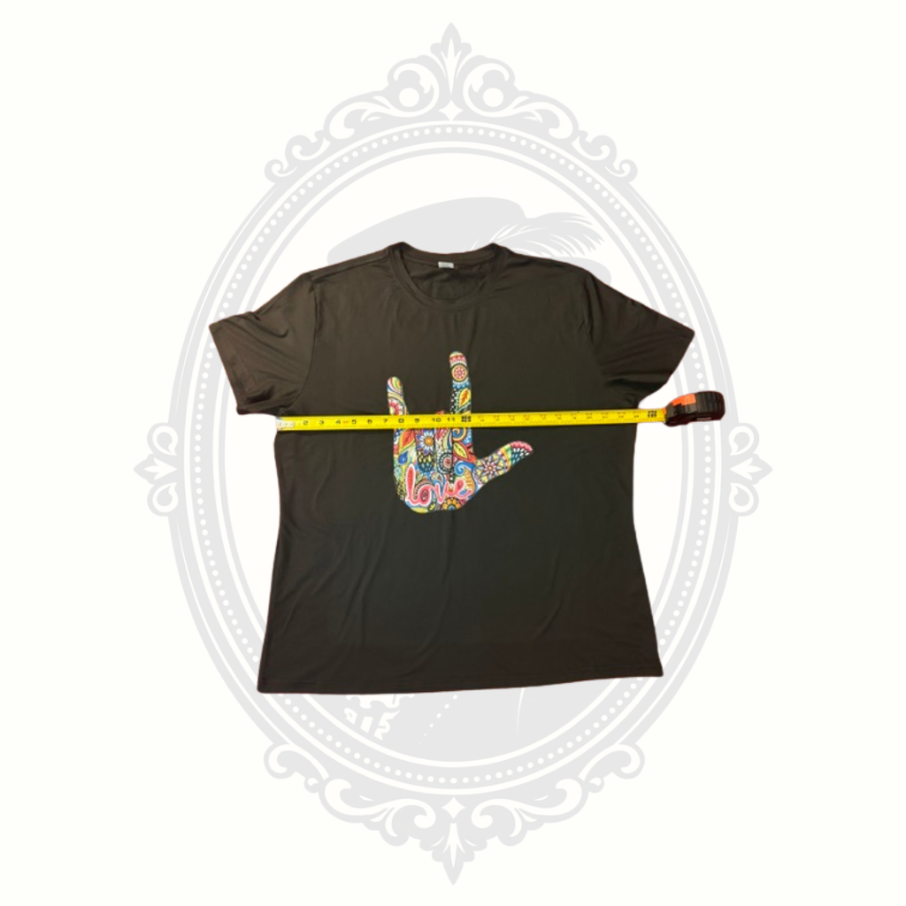 Rainbow Lorikeet XXL Black ASL I Love You Graphic Tee Floral Sign Language Shirt
