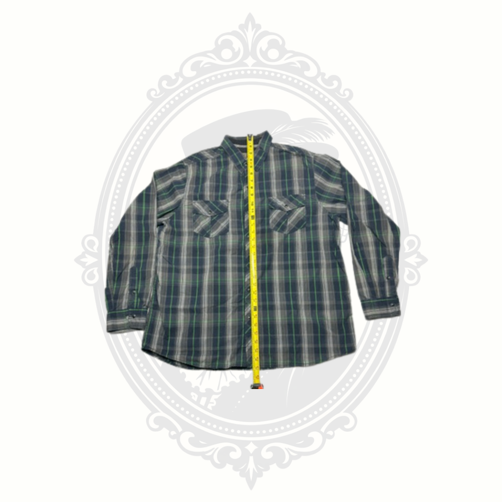 Realtree Xtra Plaid Snap Front Shirt XL Green Gray Long Sleeve