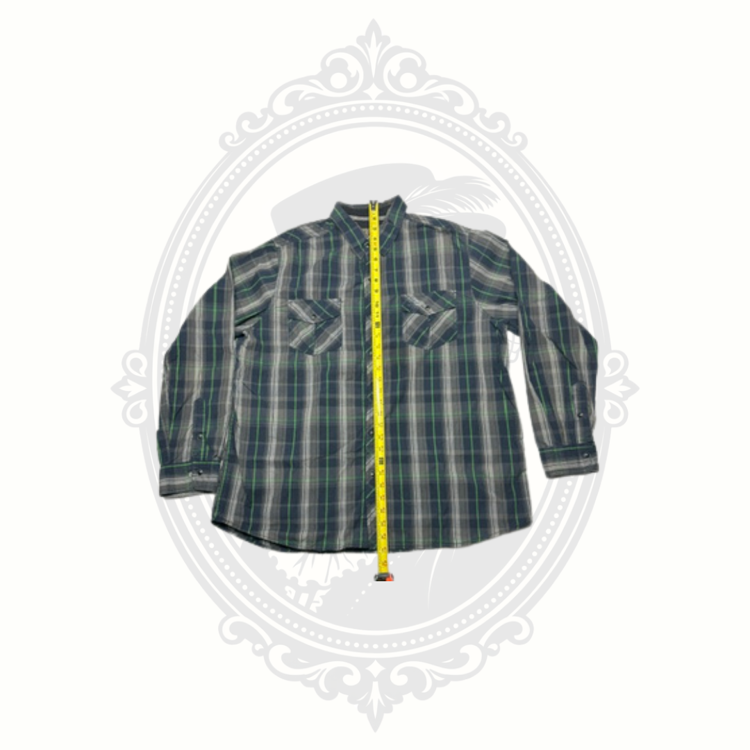 Realtree Xtra Plaid Snap Front Shirt XL Green Gray Long Sleeve