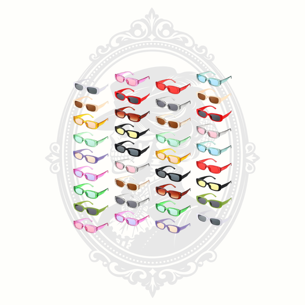 Retro '90s Rectangle Sunglasses – Assorted Colors – Individually Wrapped