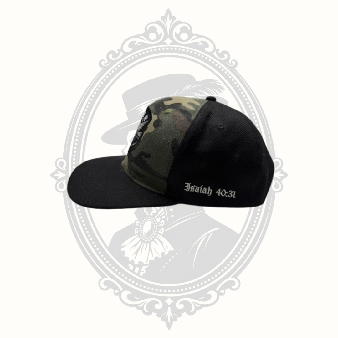 SOAR Christian Camouflage Snapback Hat Isaiah 40:31 In God We Trust