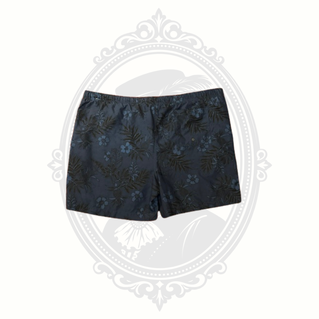 Sand N Sun Men's Navy Tropical Print Swim Trunks XL