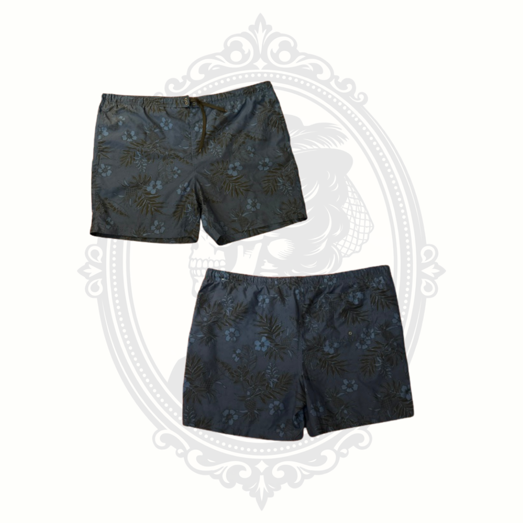 Sand N Sun Men's Navy Tropical Print Swim Trunks XL