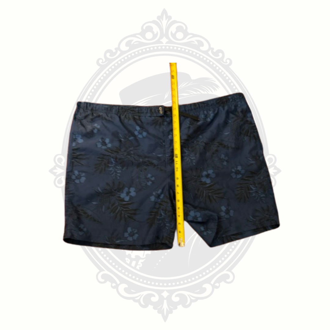 Sand N Sun Men's Navy Tropical Print Swim Trunks XL
