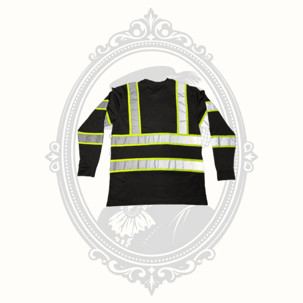 Smith's Workwear Men's Black Hi-Visibility Reflective Safety Shirt – Large
