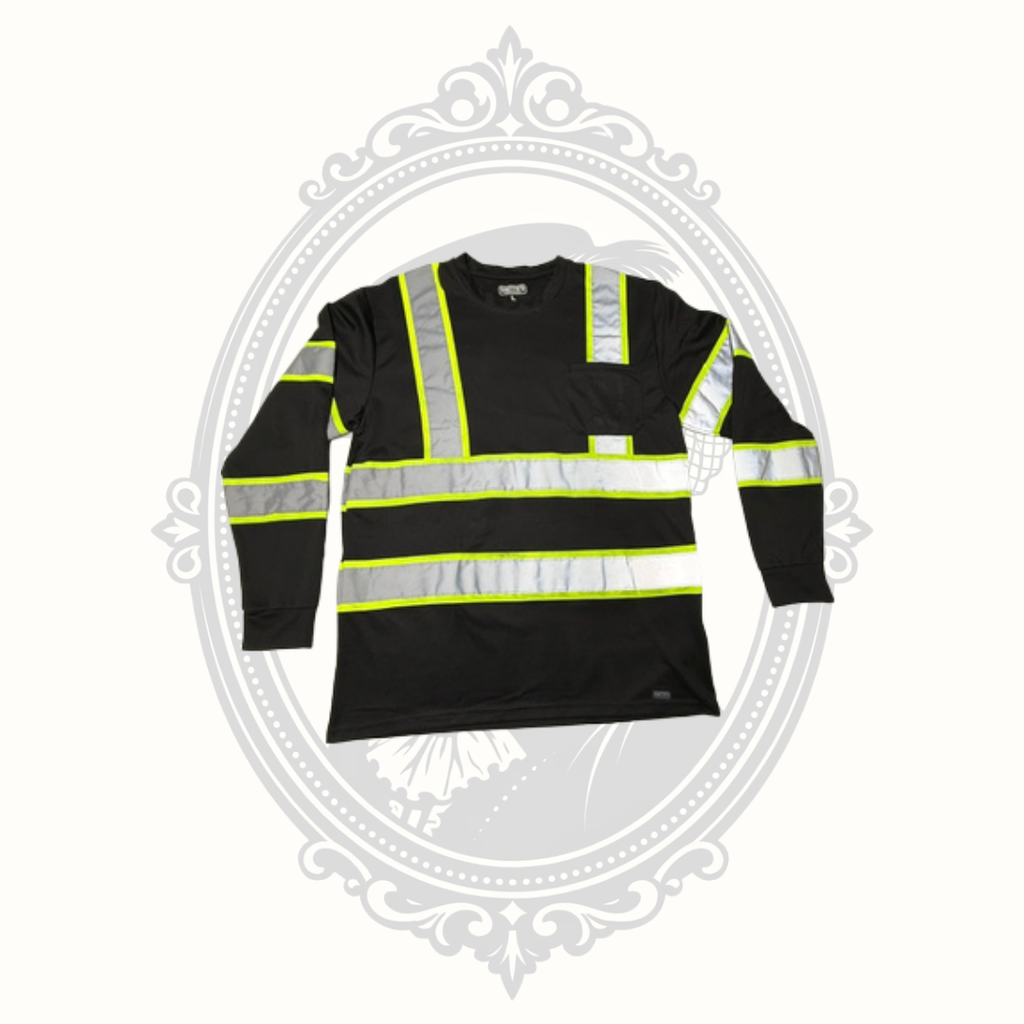 Smith's Workwear Men's Black Hi-Visibility Reflective Safety Shirt – Large