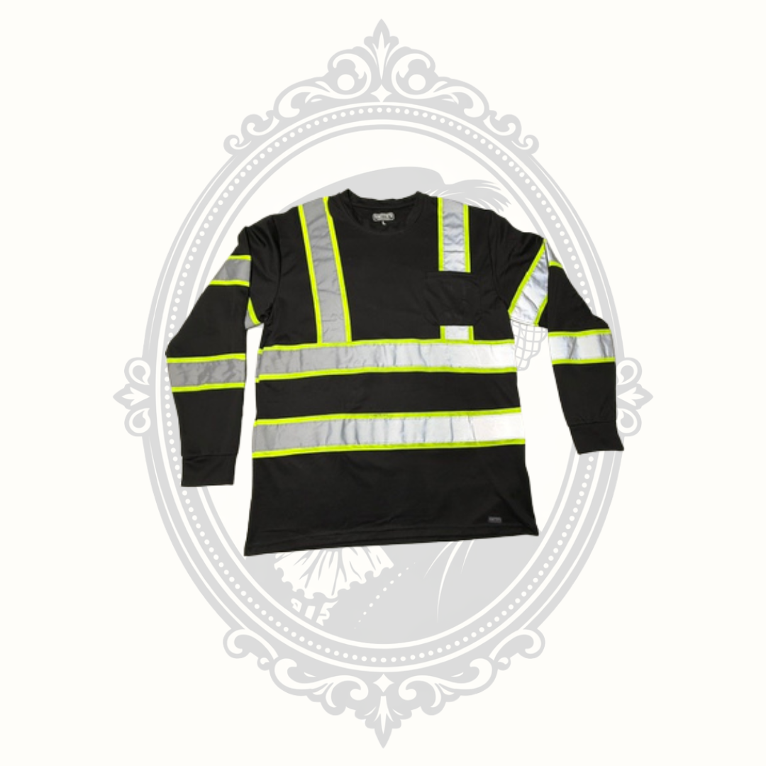 Smith's Workwear Men's Black Hi-Visibility Reflective Safety Shirt – Large
