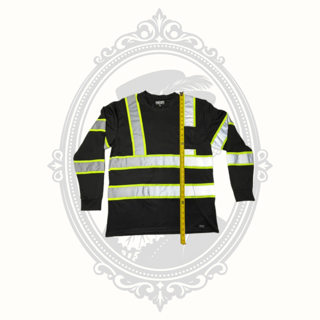 Smith's Workwear Men's Black Hi-Visibility Reflective Safety Shirt – Large