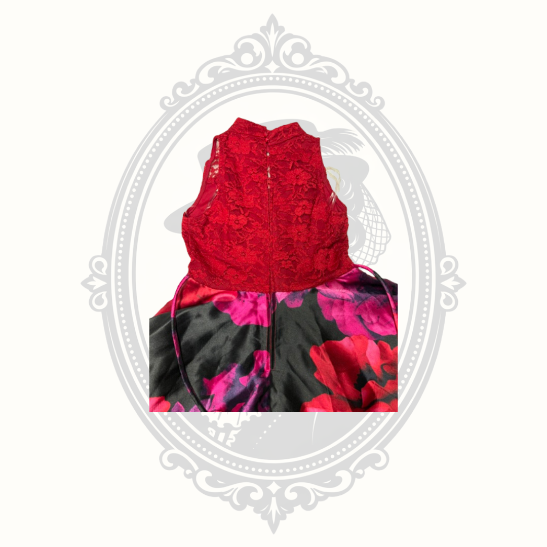 Speechless Girls Red Lace & Floral High-Low Party Dress - Size 8