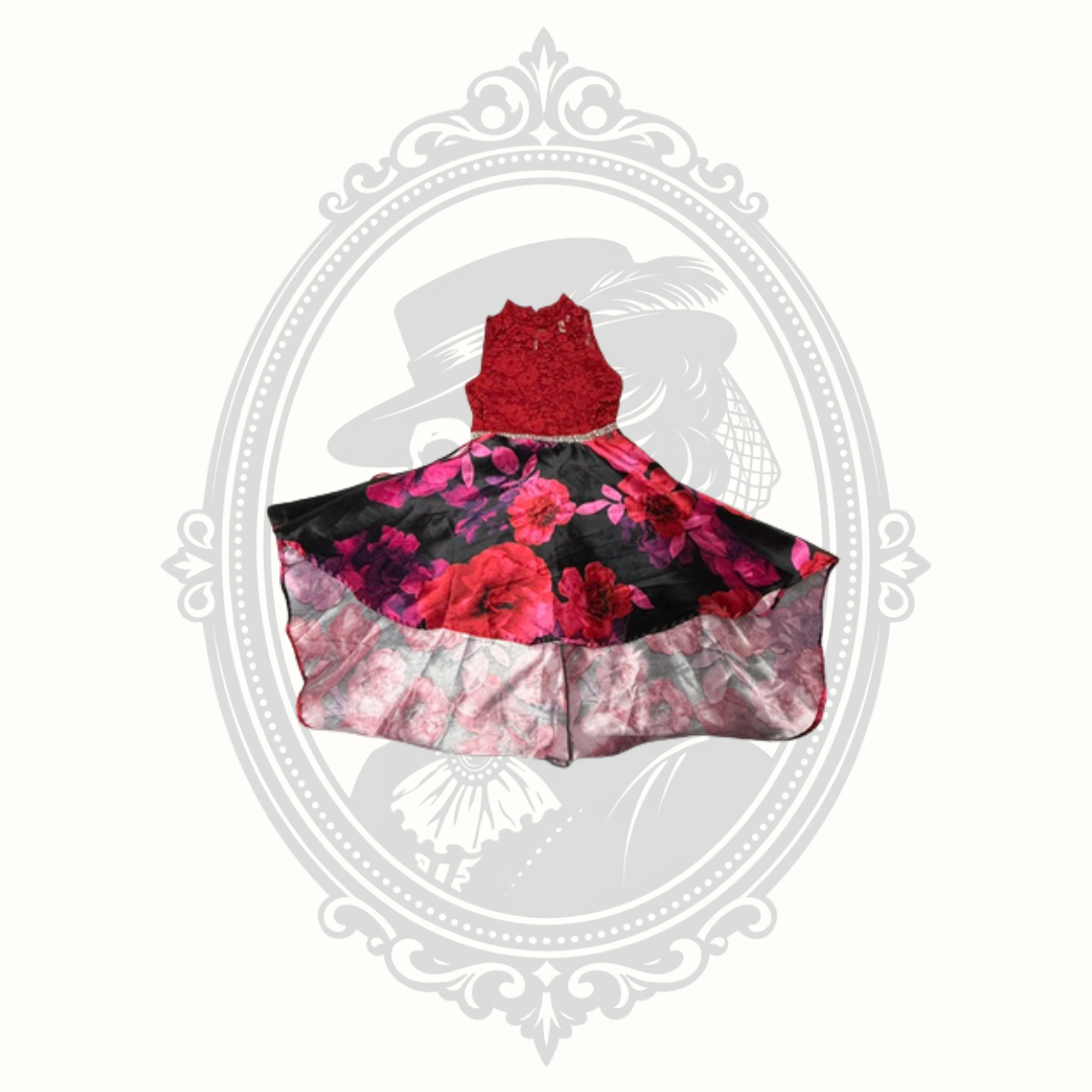 Speechless Girls Red Lace & Floral High-Low Party Dress - Size 8