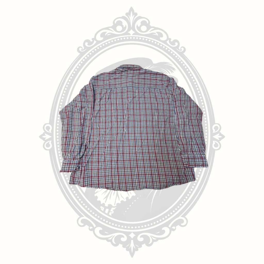 St. John's Bay Men's 4XL Plaid Button-Up Shirt 100% Cotton Red Blue White Long Sleeve